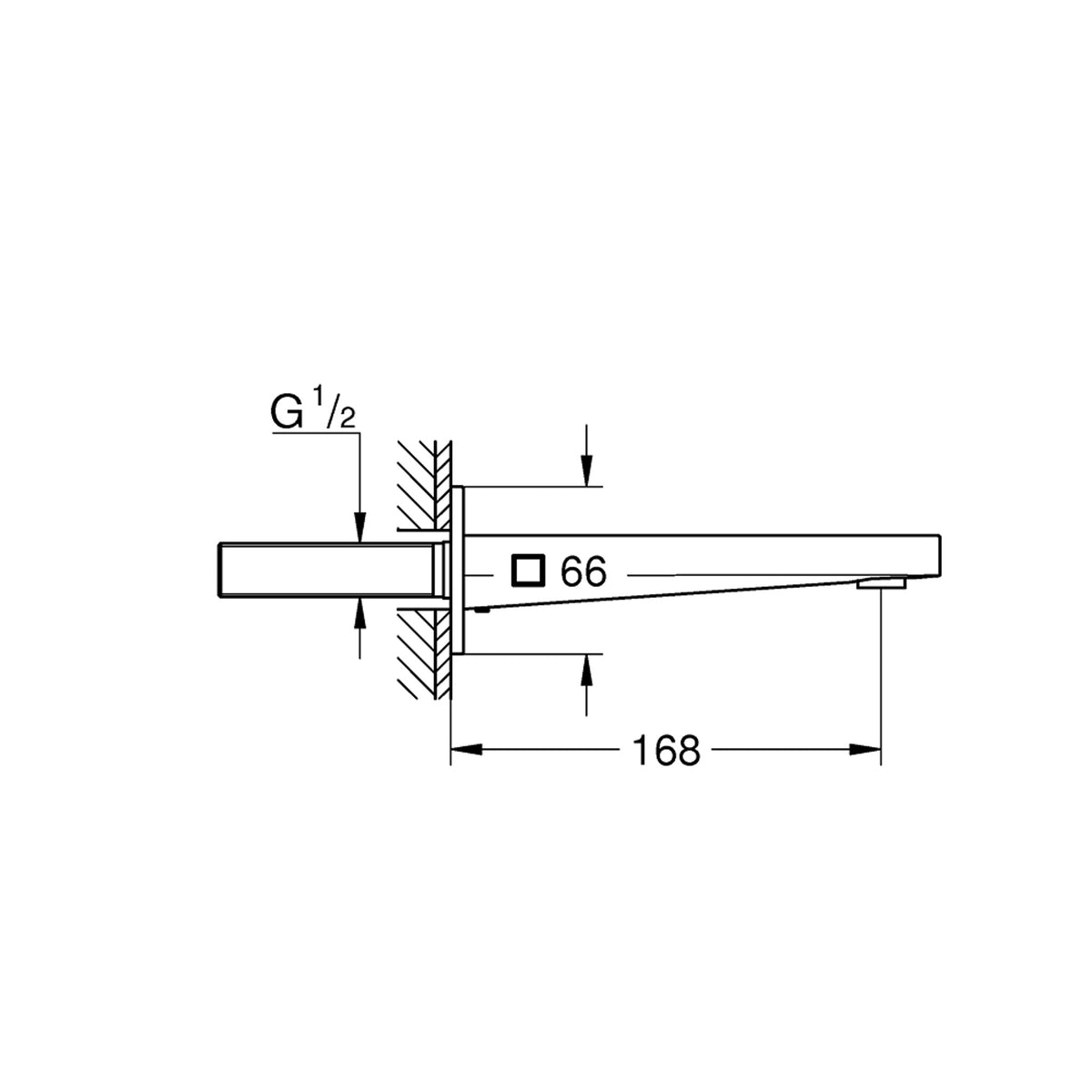 Grohe Plus Çıkış Ucu, Paslanmaz Çelik - Teknik Çizim