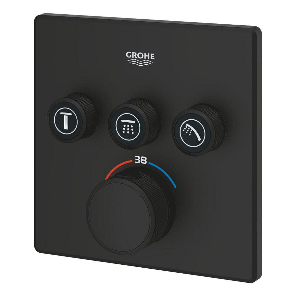 Grohe Grohtherm SmartControl Akış Kontrollü Ankastre Termostatik Banyo Bataryası (3 Yollu, Sıva Üstü Grubu), Hayalet Siyah - Ürün Görseli