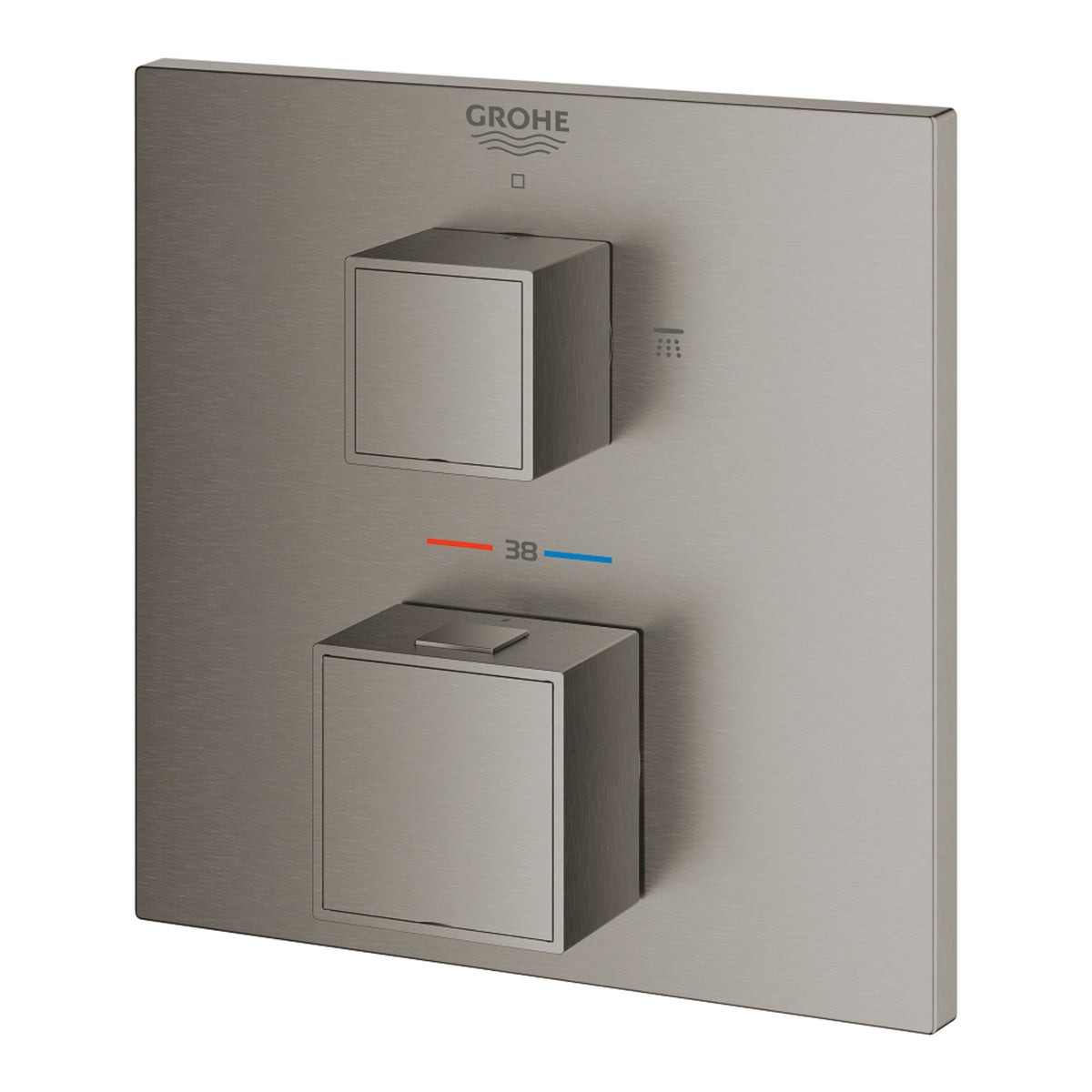 Grohe Grohtherm Cube Ankastre Termostatik Banyo Bataryası (2 Yollu, Sıva Üstü Grubu), Fırçalı Sert Grafit - Ürün Görseli