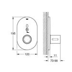 Grohe Eurosmart Cosmopolitan E Ankastre Duş Termostatı için Duş Bataryası - Teknik Çizim