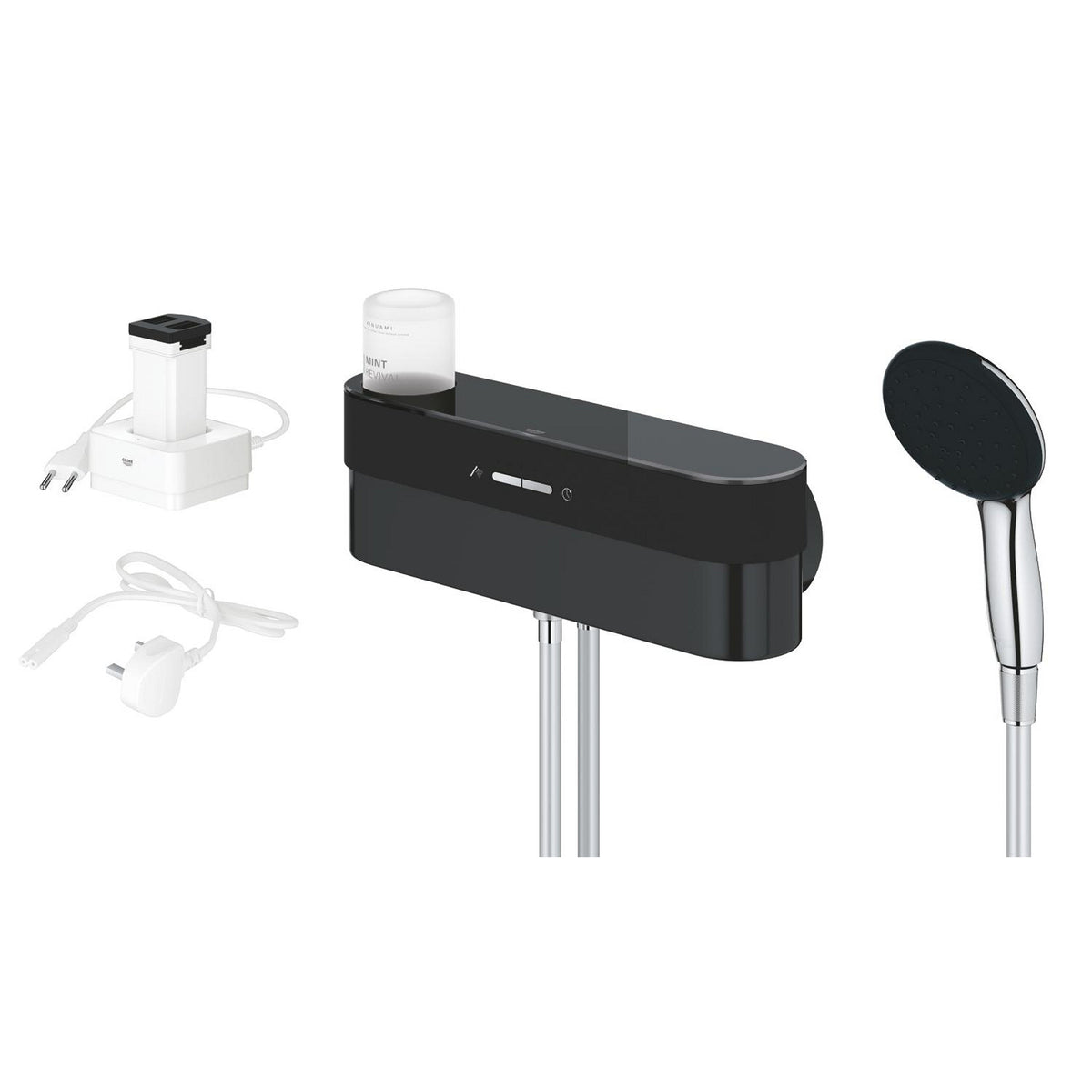 Grohe Purefoam Elektronik Banyo Bataryası ve El Duşu Takımı Başlangıç Seti, Krom-Siyah (Su ve Sabun Püskürtmeli El Duşu) - Ürün Görseli