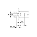 Grohe Eurocube Ankastre Stop Valf (Sıva Üstü Grubu) - Teknik Çizim