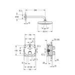 Grohe Grohtherm Perfect Ankastre Termostatik Duş Bataryası ve Tepe Duşu Seti - Teknik Çizim