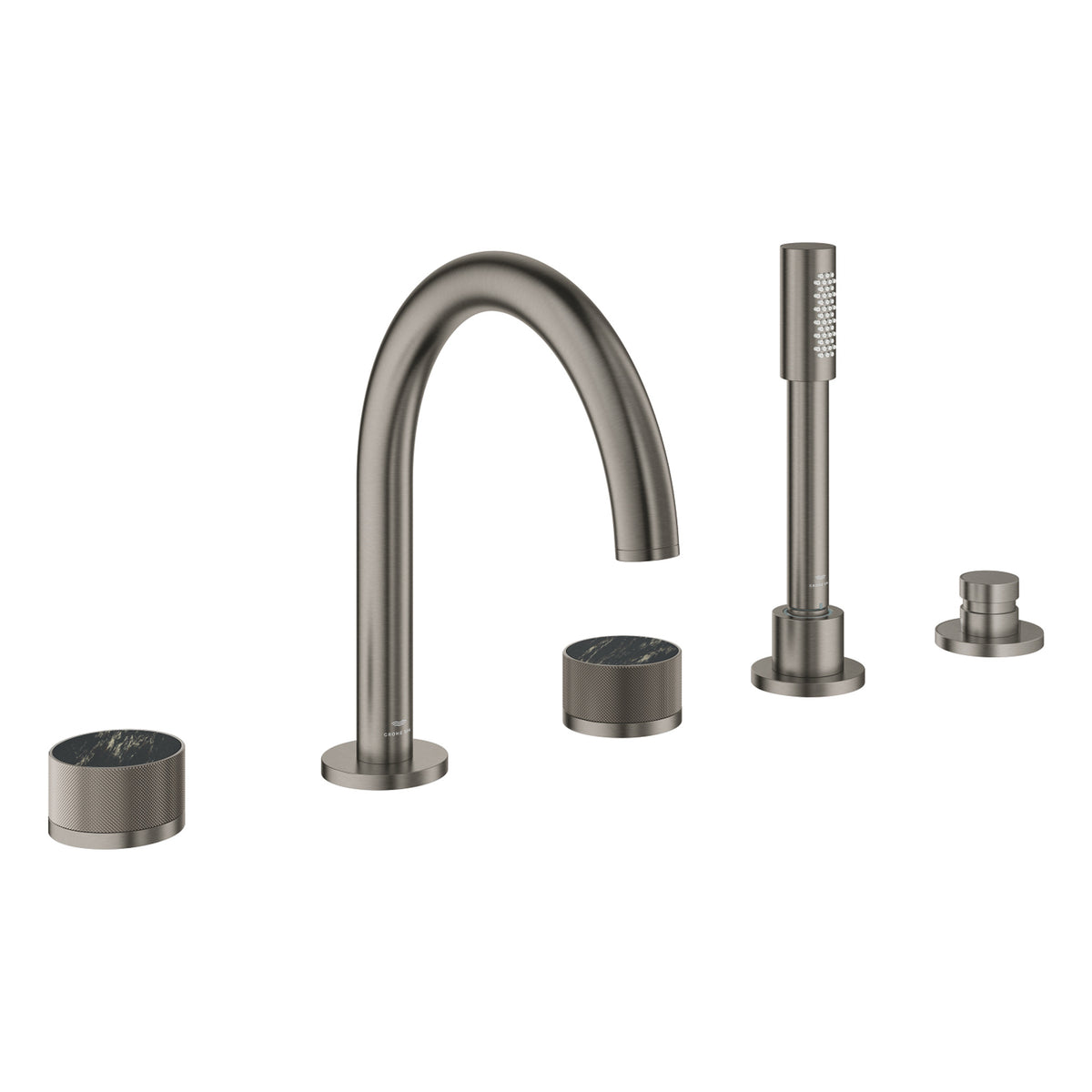 Grohe Atrio Private Collection 5 Delikli Ankastre Küvet Bataryası (Sıva Üstü Grubu), Fırçalı Sert Grafit - Ürün Görseli