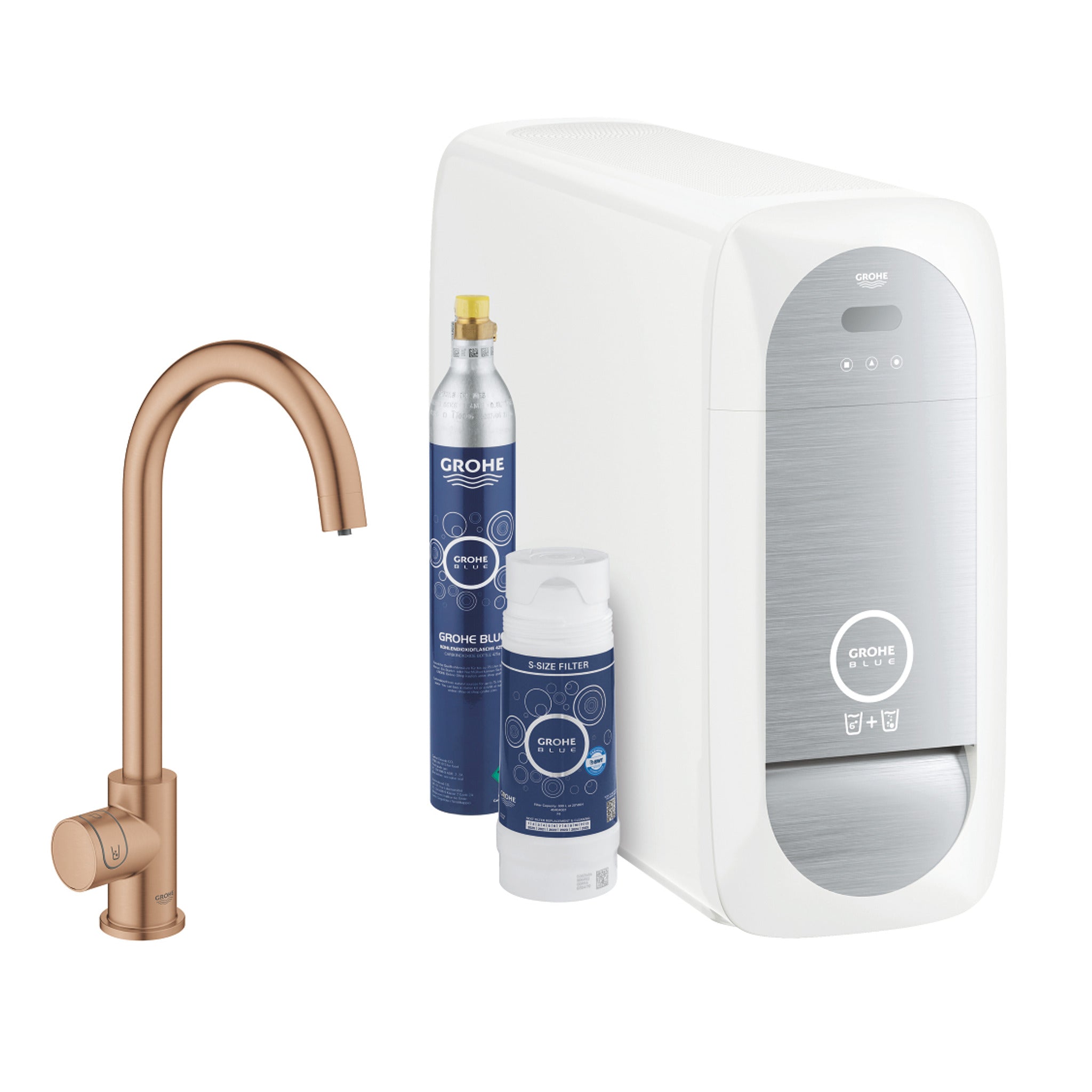 Grohe Blue Home Professional Mono Eviye Bataryası Başlangıç Seti, Fırçalı Bakır - Ürün Görseli