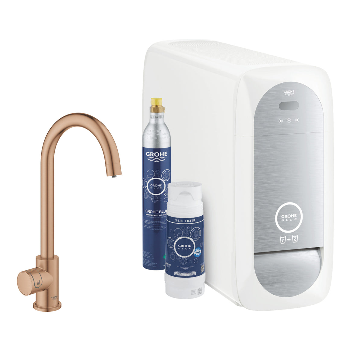 Grohe Blue Home Professional Mono Eviye Bataryası Başlangıç Seti, Fırçalı Bakır - Ürün Görseli