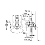 Grohe Concetto Ankastre Banyo/Duş Bataryası - Teknik Çizim