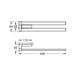Grohe Selection Cube İkili Havluluk, 40 cm - Teknik Çizim