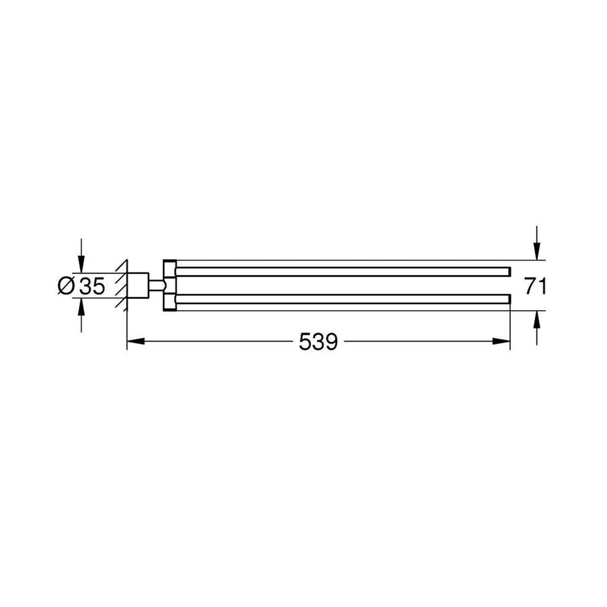 Grohe Atrio İkili Havluluk, 49 cm, Bakır - Teknik Çizim