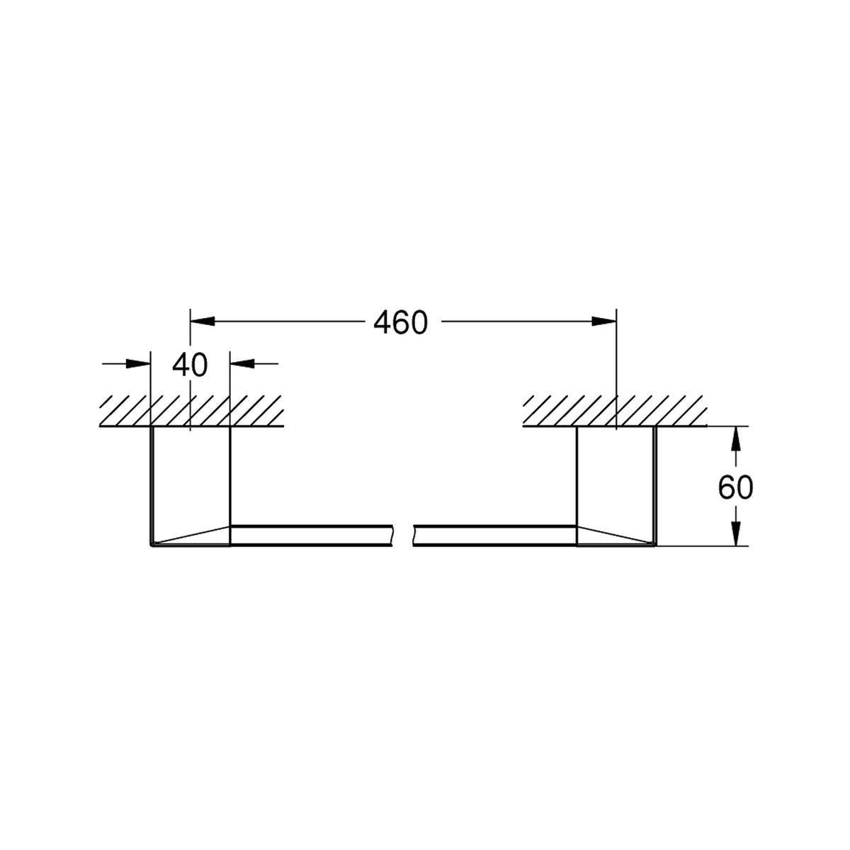 Grohe Selection Cube Havluluk, Krom - Teknik Çizim