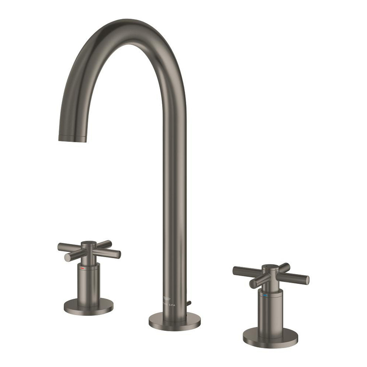 Grohe Atrio 3 Delikli Ankastre Lavabo Bataryası (4 Çubuklu Volan) L-Boy, Saten Grafit - Ürün Görseli