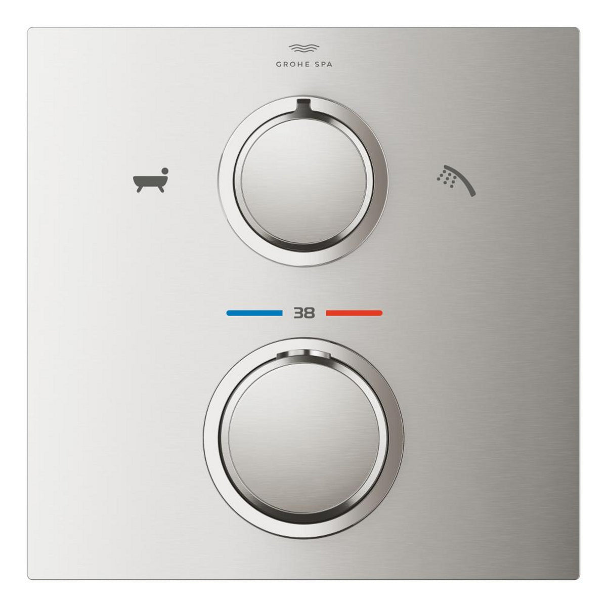 Grohe Allure Termostatik Ankastre Banyo ve Duş Bataryası (Sıva Üstü Grubu), 2 Yollu, Paslanmaz Çelik - Ürün Görseli