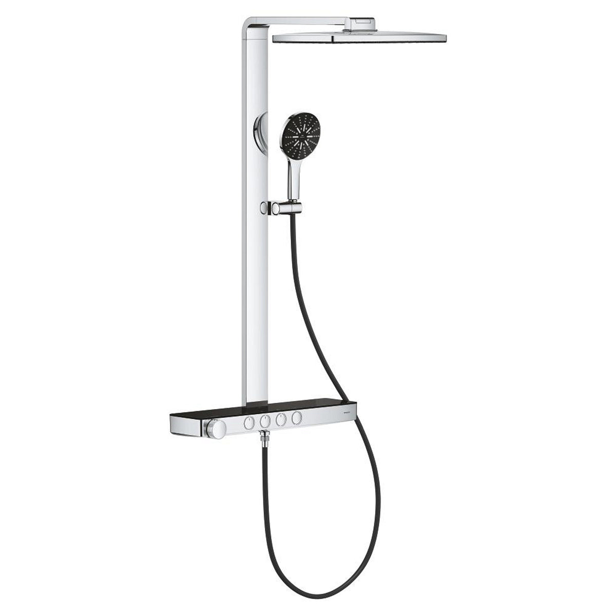 Grohe Rainshower Aqua Pure SmartControl Duş Sistemi, Duvara Monte, Termostatik Bataryalı Duş Kolonu, Siyah-Krom - Ürün Görseli