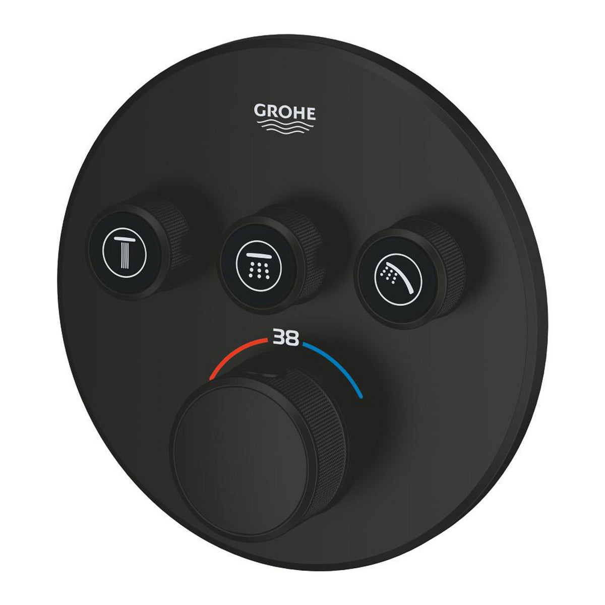 Grohe Grohtherm SmartControl Ankastre Termostatik Banyo/Duş Bataryası (Sıva Üstü Grubu), 3 Yollu, Mat Siyah - Ürün Görseli