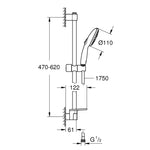 Grohe Tempesta 110 Sürgülü Duş Seti, 3 Akışlı - Teknik Çizim