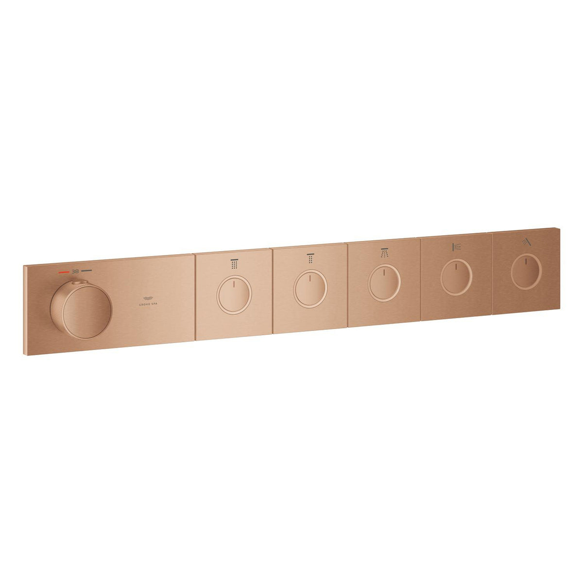 Grohe Grohtherm Aqua Tiles SmartControl Termostatik Ankastre Banyo Bataryası, 5 Çıkışlı, Fırçalı Bakır (Sıva Üstü Grubu) - Ürün Görseli