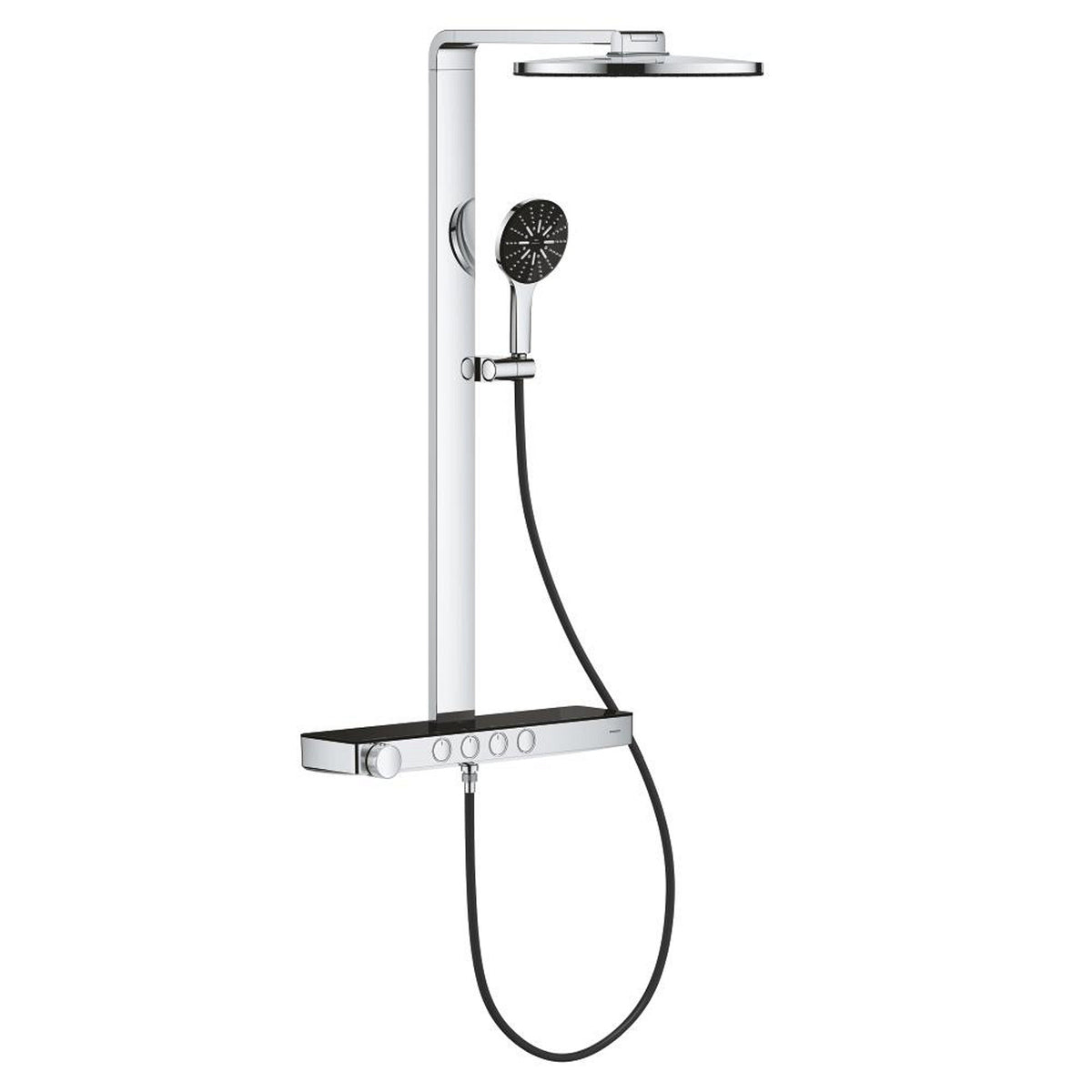 Grohe Rainshower Aqua Pure SmartControl Duş Sistemi, Duvara Monte, Termostatik Bataryalı Duş Kolonu, Siyah-Krom - Ürün Görseli