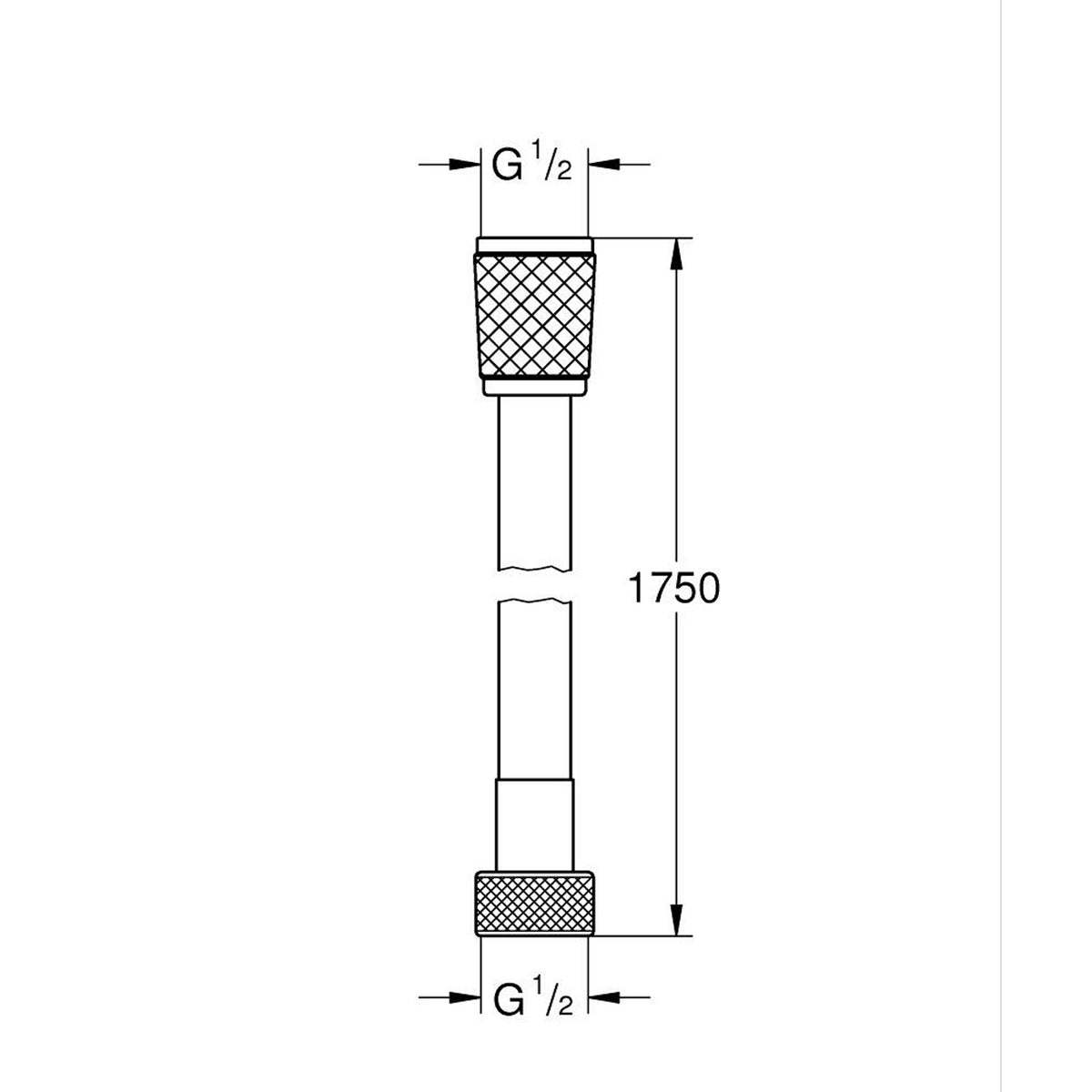 Grohe Rotafleks Duş Hortumu, 175 cm - Teknik Çizim