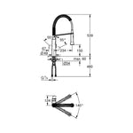 Grohe K7 Eviye Bataryası, Paslanmaz Çelik - Teknik Çizim