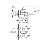 Grohe Euroeco Banyo Bataryası - Teknik Çizim