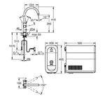 Grohe Blue Home Arıtmalı İçme Suyu ve Soda Yapan Eviye Bataryası, Fırçalı Sert Grafit - Teknik Çizim
