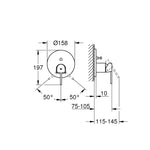 Grohe Plus Ankastre Banyo/Duş Bataryası (Sıva Üstü Grubu) - Teknik Çizim