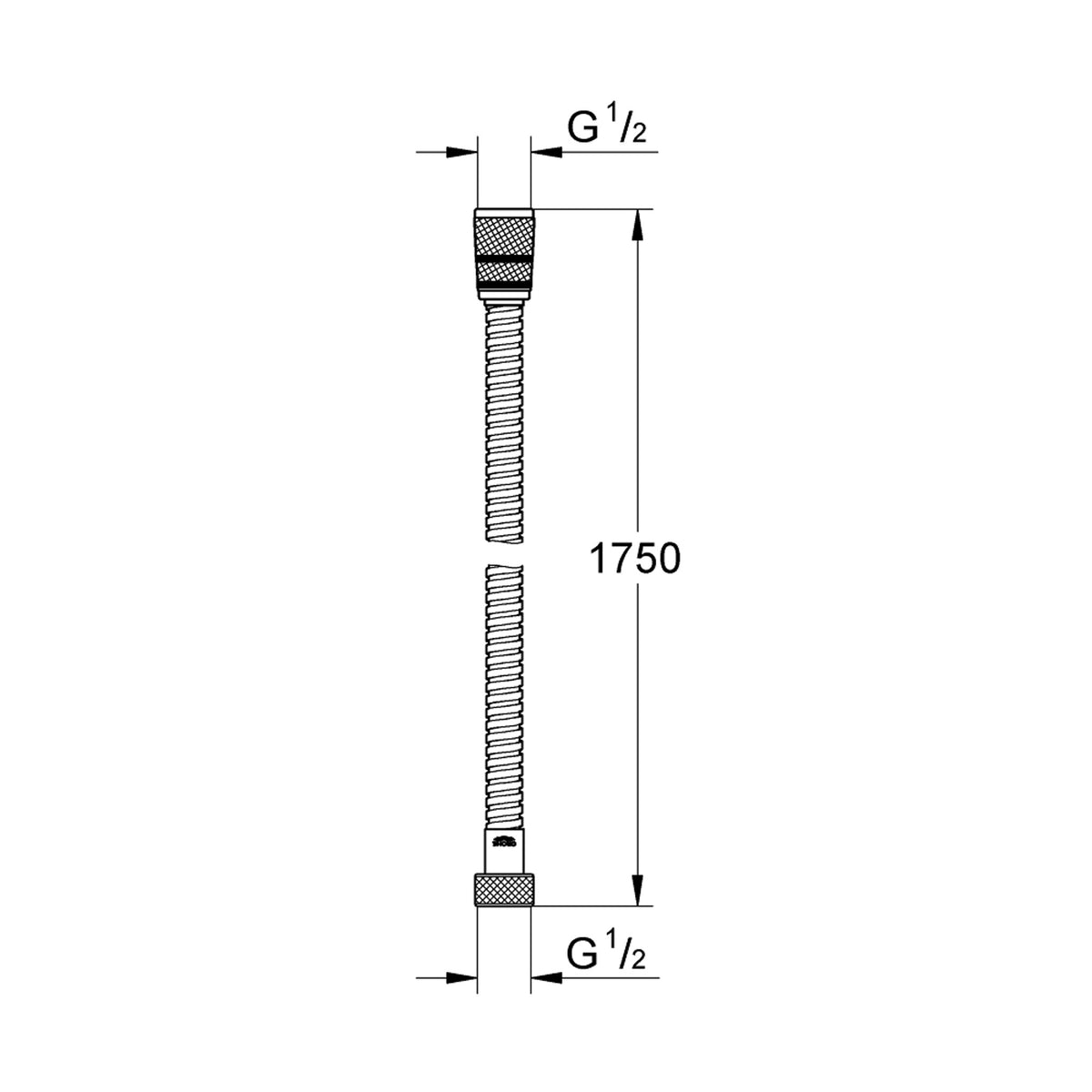 Grohe Rotaflex Duş Hortumu, 175 cm - Teknik Çizim