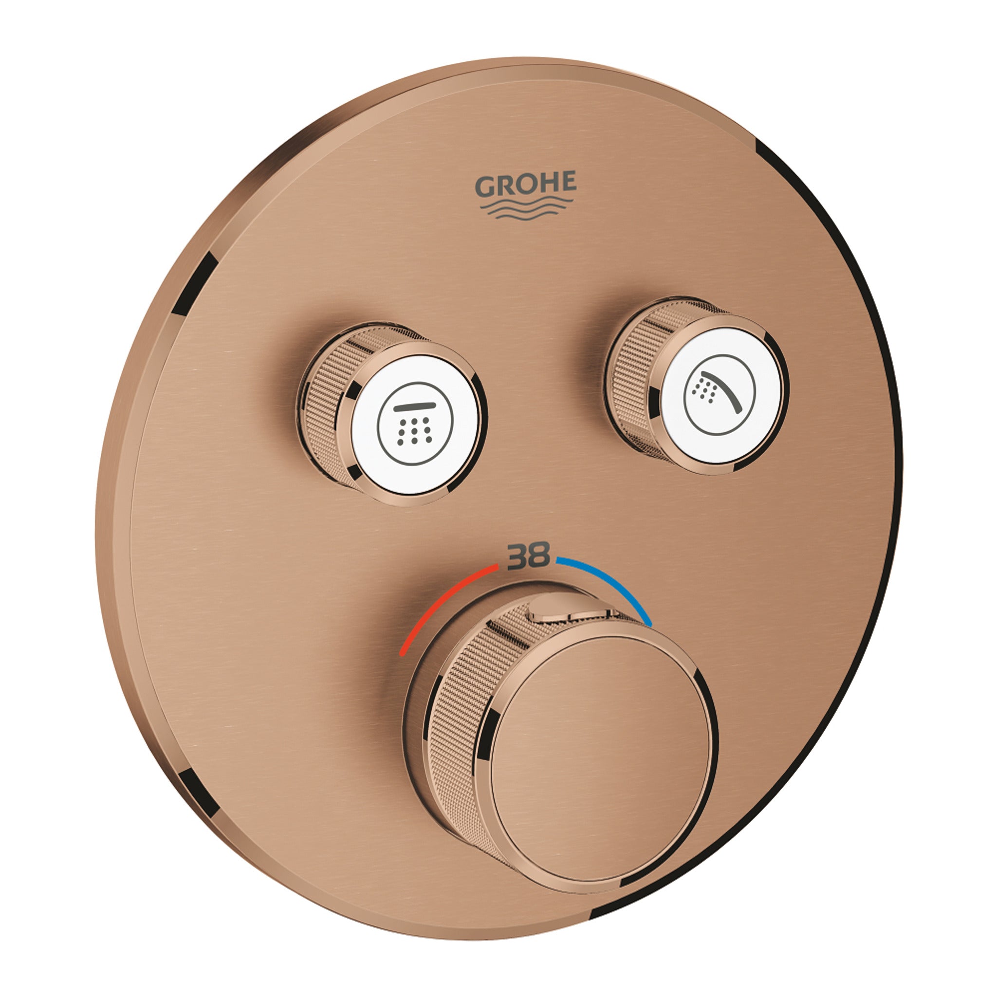 Grohe Grohtherm SmartControl Çift Valfli Akış Kontrollü, Ankastre Termostatik Banyo Bataryası (Sıva Üstü Grubu), Fırçalı Bakır - Ürün Görseli