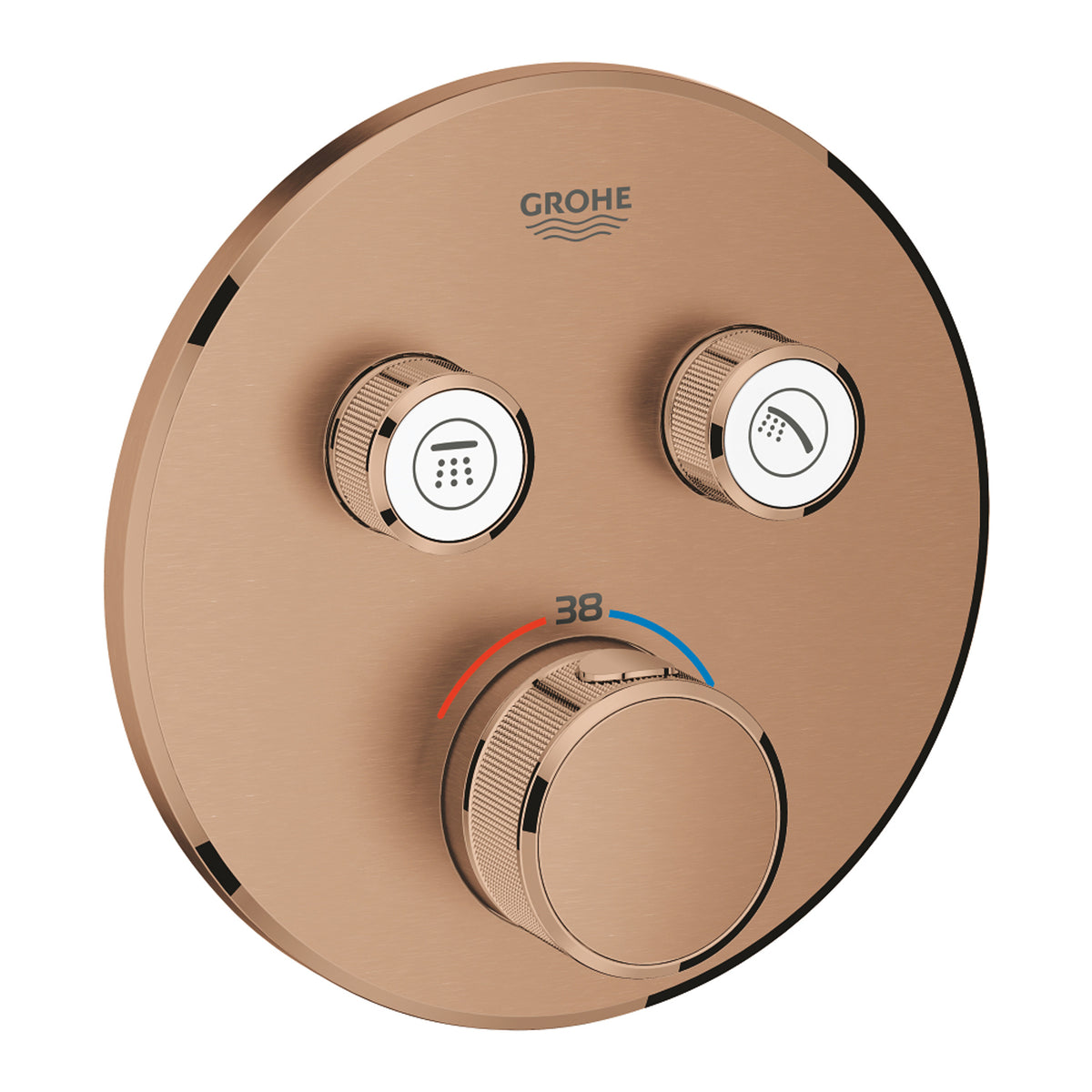 Grohe Grohtherm SmartControl Çift Valfli Akış Kontrollü, Ankastre Termostatik Banyo Bataryası (Sıva Üstü Grubu), Fırçalı Bakır - Ürün Görseli