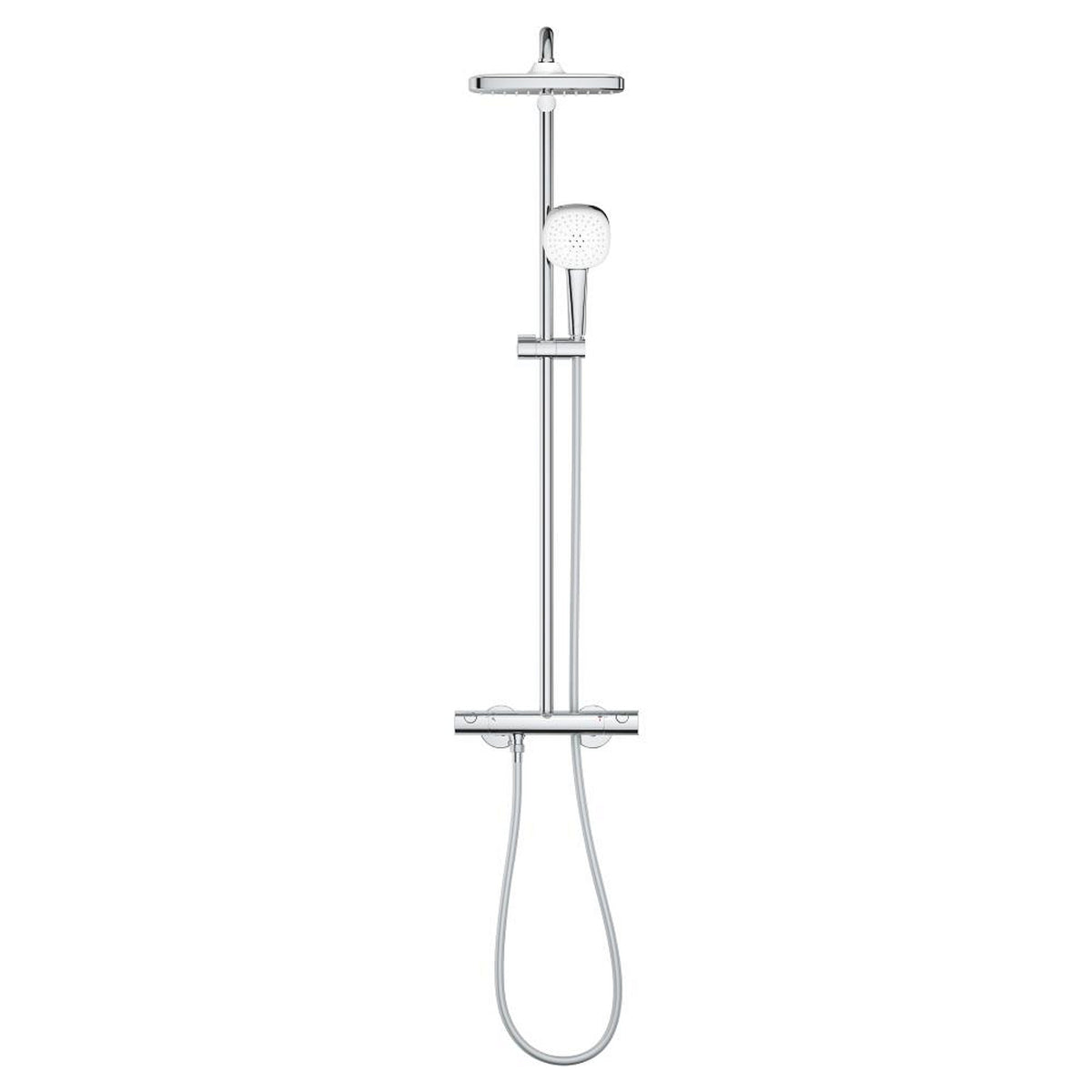 Grohe Tempesta Cosmopolitan System 250 Kare Duvara Monte Termostatik Bataryalı Duş Kolonu, Krom-Beyaz - Ürün Görseli