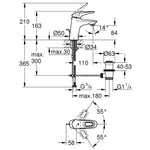 Grohe Eurostyle New Lavabo Bataryası - Teknik Çizim