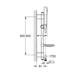Grohe Euphoria Sürgülü Duş Takımı - Teknik Çizim