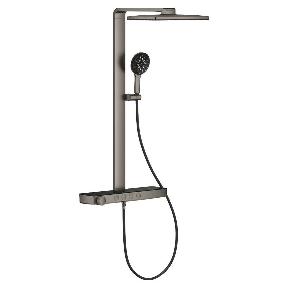 Grohe Rainshower Aqua Pure SmartControl Duş Sistemi, Duvara Monte, Termostatik Bataryalı Duş Kolonu, Fırçalı Sert Grafit - Ürün Görseli