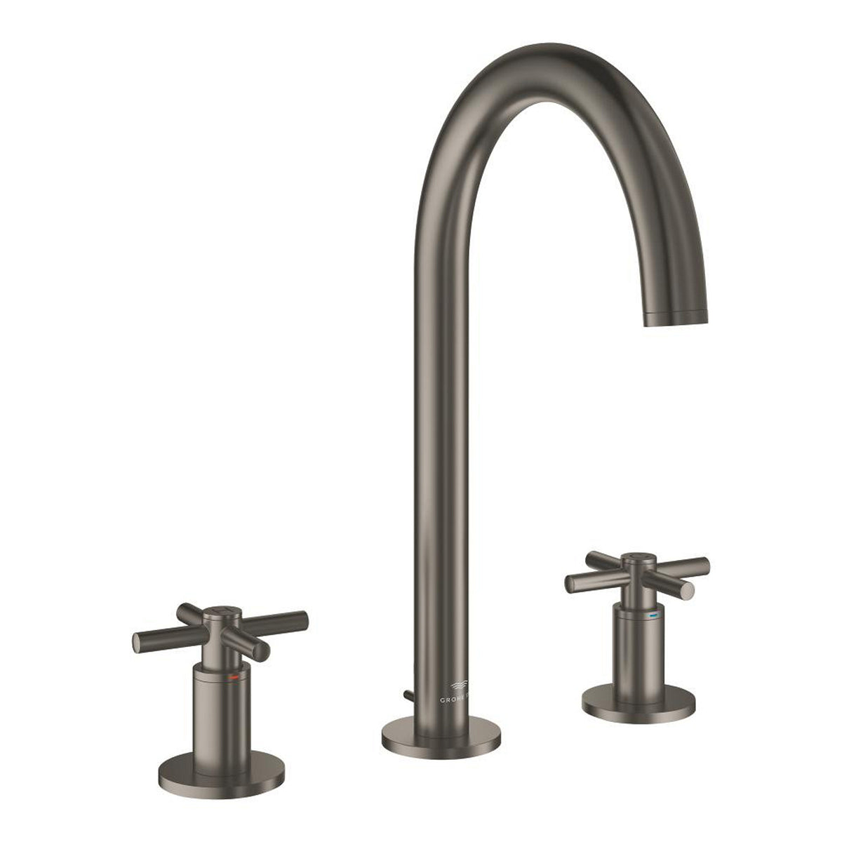 Grohe Atrio 3 Delikli Ankastre Lavabo Bataryası (4 Çubuklu Volan) L-Boy, Saten Grafit - Ürün Görseli