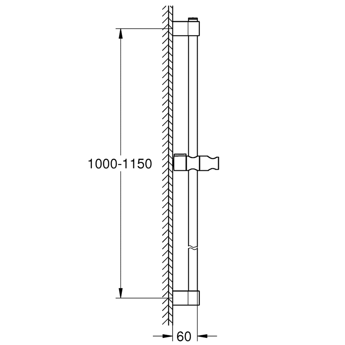 Grohe Tempesta Duş Sürgüsü, 1150 mm - Teknik Çizim