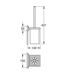 Grohe Allure Brilliant Duvardan Tuvalet Fırçalığı, Krom - Teknik Çizim