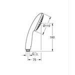 Grohe Tempesta 110 El Duşu, 1 Akışlı - Teknik Çizim