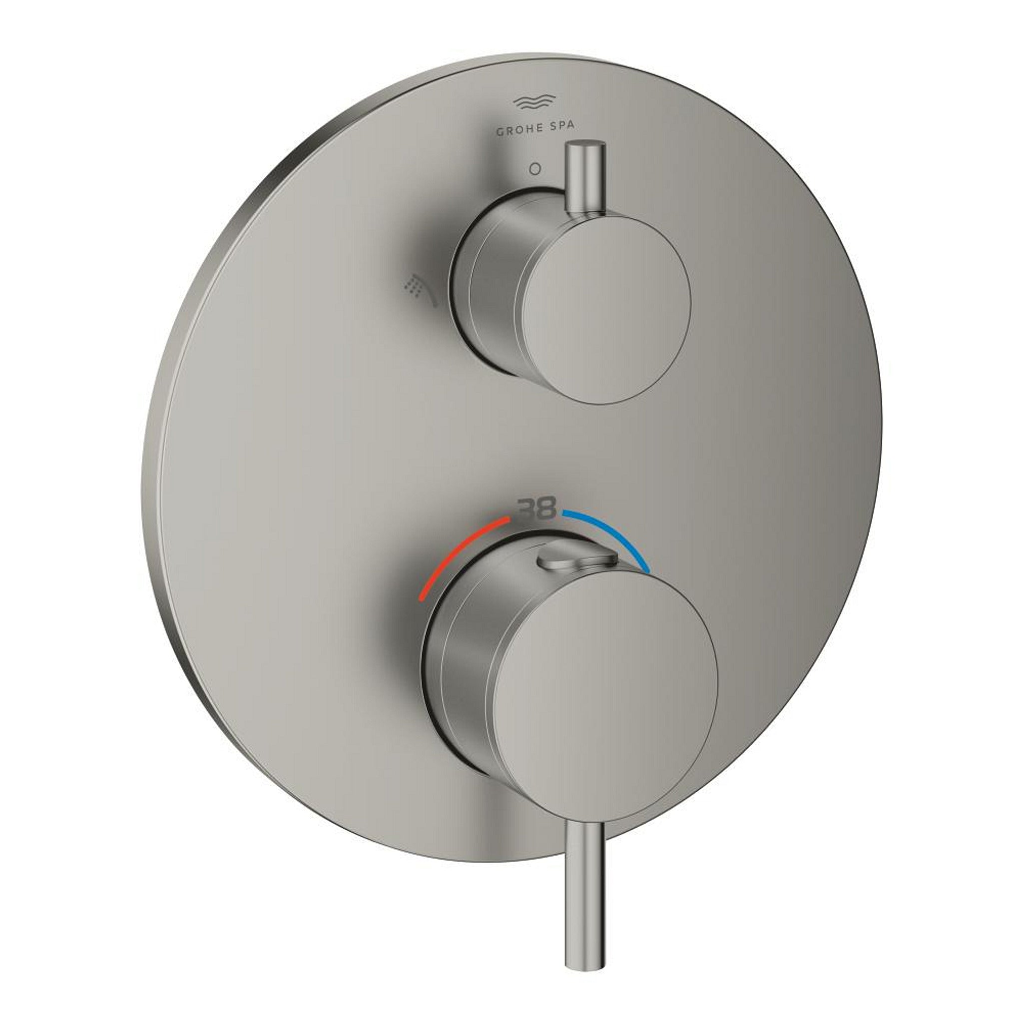 Grohe Atrio Termostatik Banyo/Duş Bataryası (Sıva Üstü Grubu), 2 Yollu, Saten Çelik - Ürün Görseli