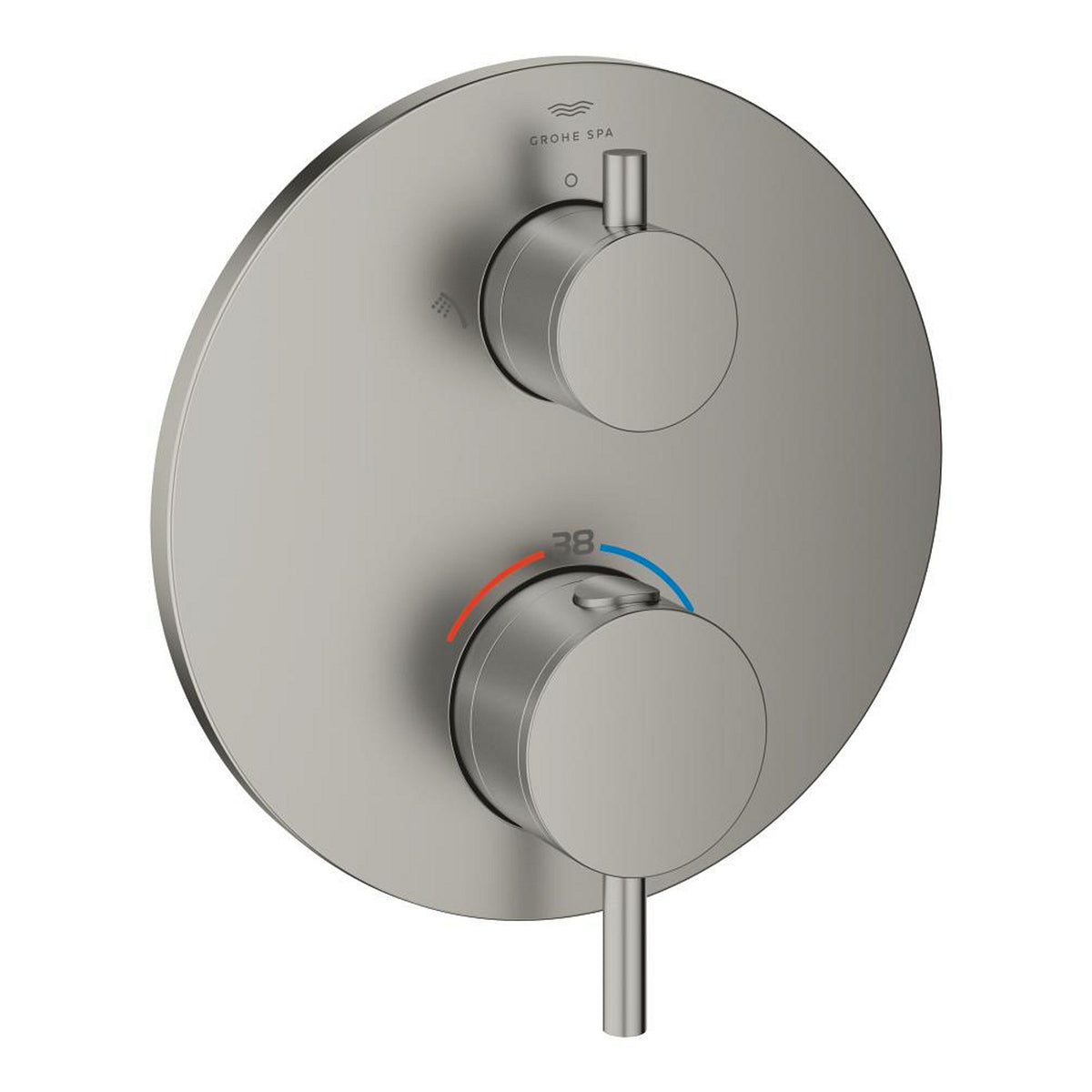 Grohe Atrio Termostatik Banyo/Duş Bataryası (Sıva Üstü Grubu), 2 Yollu, Saten Çelik - Ürün Görseli