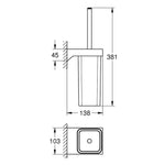 Grohe Selection Cube Tuvalet Fırçalığı, Mat Siyah - Teknik Çizim