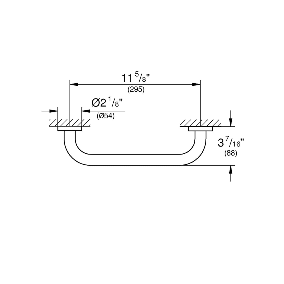 Grohe Essentials Küvet Tutamağı, 30 cm, Sert Grafit - Teknik Çizim