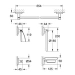 Grohe Essentials Beşli Banyo Aksesuar Seti - Teknik Çizim