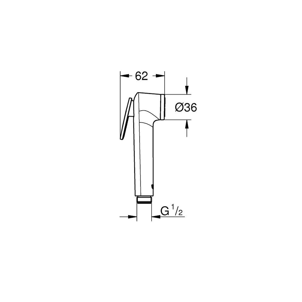 Grohe Tempesta-F Taharet Spreyi 30 El Duşu, 1 Akışlı, Beyaz - Teknik Çizim