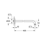 Grohe Bau Contemporay Tepe Duşu Dirseği 400 mm - Teknik Çizim