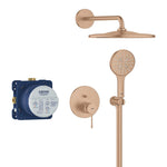 Grohe Essence Ankastre Banyo/Duş Bataryası, Tepe ve El Duşu Seti, Fırçalı Bakır - Ürün Görseli
