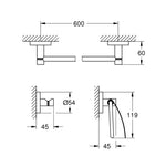 Grohe Essentials Üçlü Aksesuar Seti - Teknik Çizim