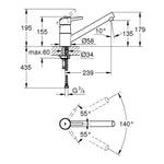 Grohe Concetto Eviye Bataryası - Teknik Çizim