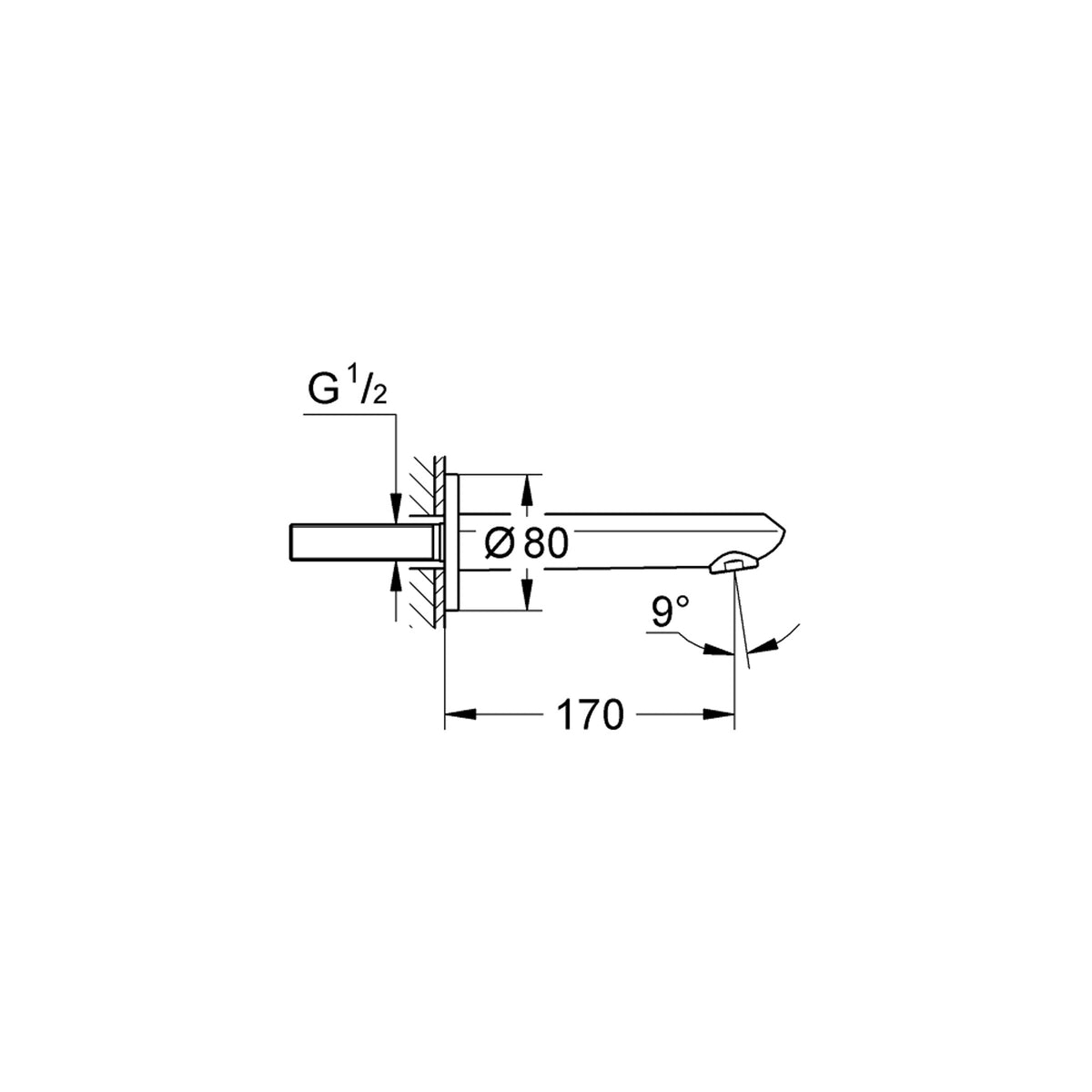 Grohe Eurodisc Cosmopolitan Çıkış Ucu - Teknik Çizim