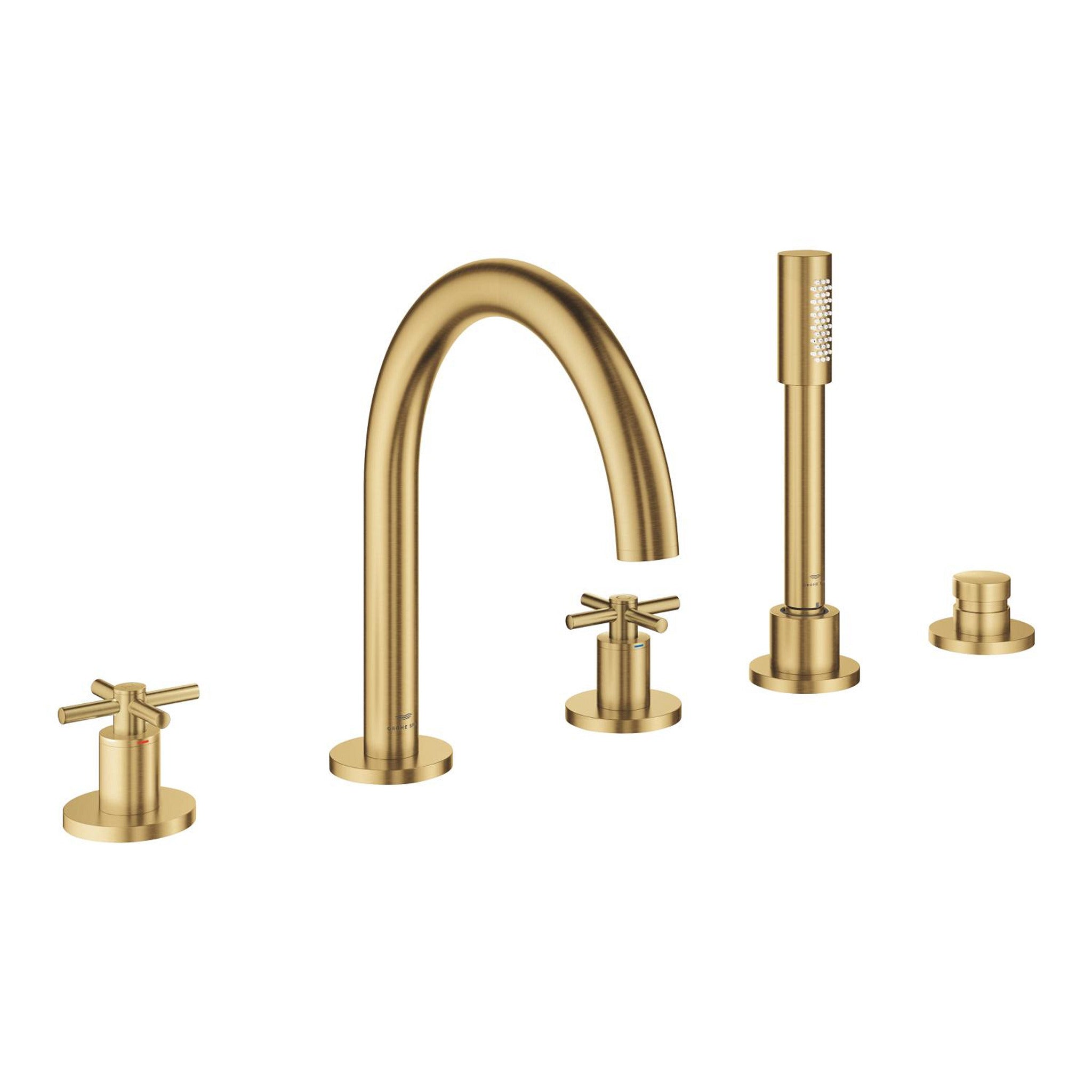 Grohe Atrio 5 Delikli Ankastre Küvet Bataryası (Sıva Üstü Grubu), Fırçalı Altın - Ürün Görseli