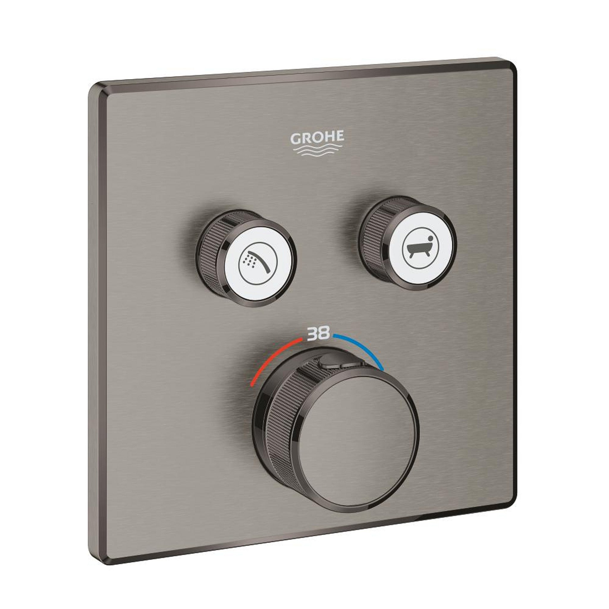 Grohe Grohtherm SmartControl Akış Kontrollü Ankastre Termostatik Banyo Bataryası (2 Yollu, Sıva Üstü Grubu), Fırçalı Sert Grafit - Ürün Görseli